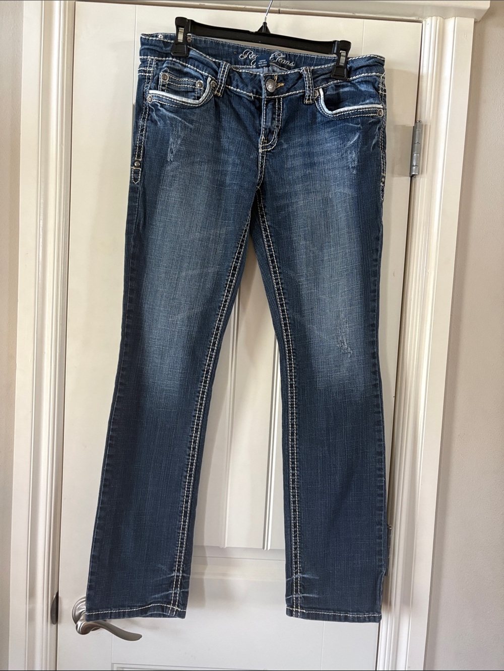 Request Women's Blue Flared Wide-Leg Jeans
